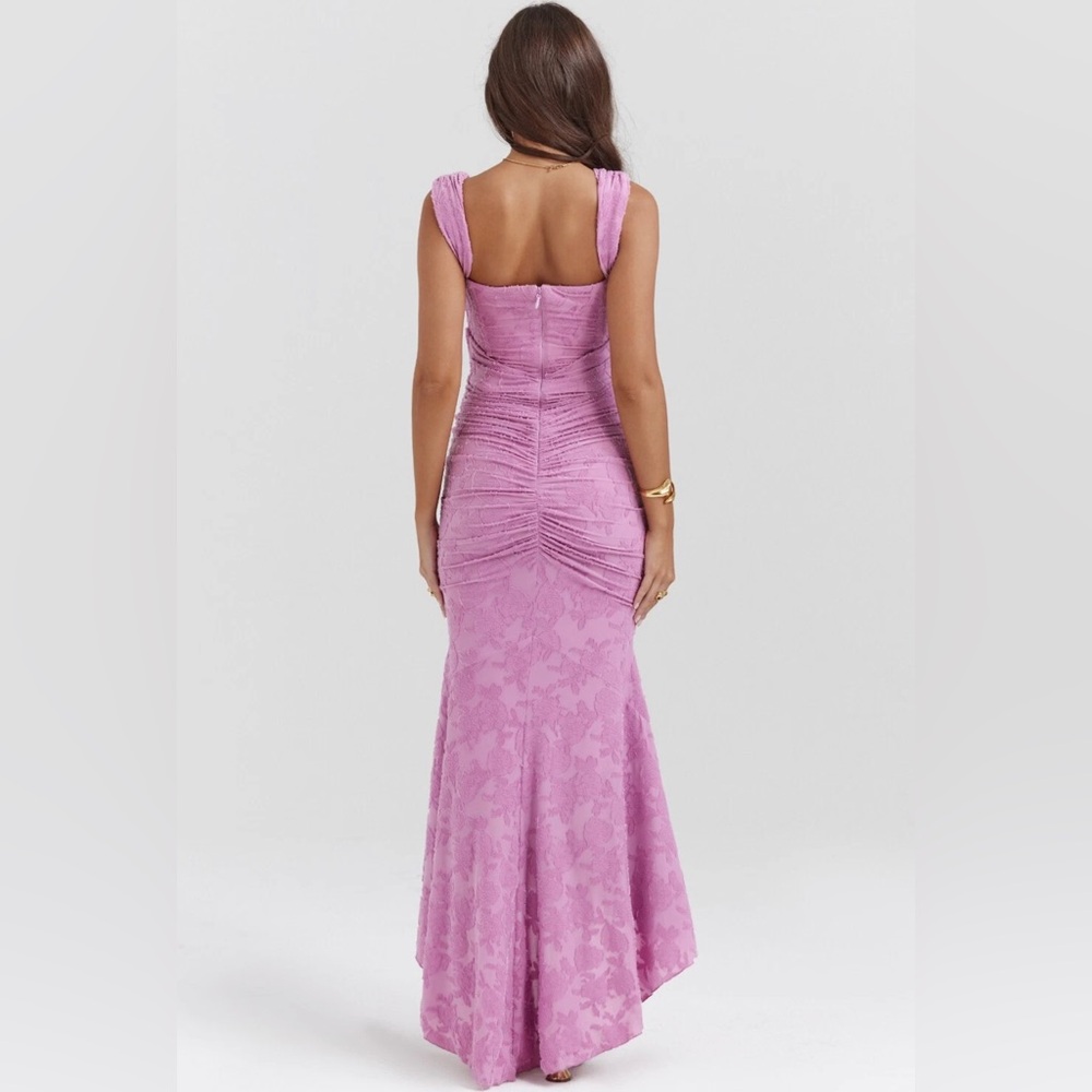 House of CB “Cesca Pink Ruched Off-Shoulder Gown - Picture 2 of 13